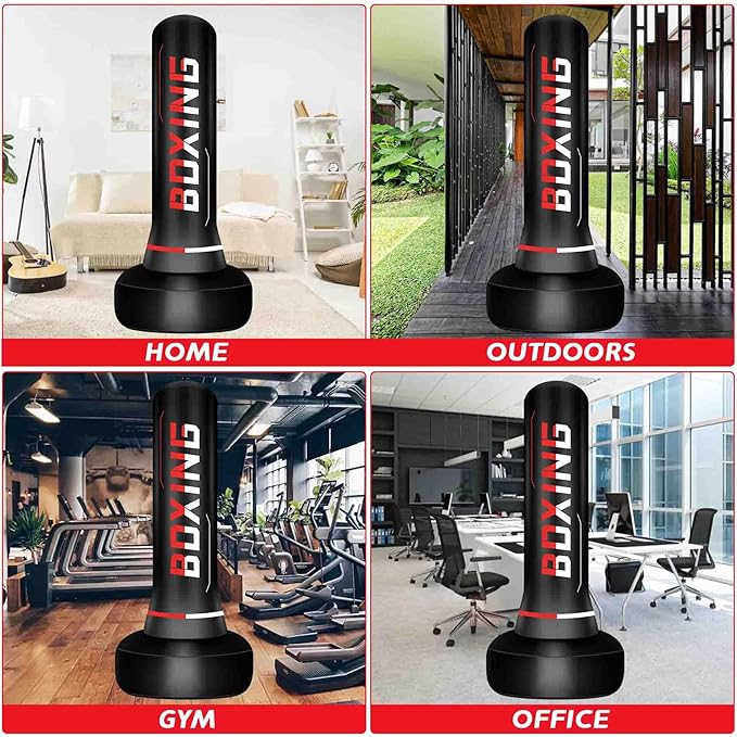 Freestanding Punching Bag for Adult Teens, 70" Heavy Punching Bag with Boxing Gloves and Electric Air Pump for Beginners Kickboxing Training MMA Muay Thai Fitness Office Home Gym