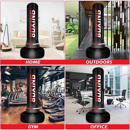 Freestanding Punching Bag for Adult Teens, 70" Heavy Punching Bag with Boxing Gloves and Electric Air Pump for Beginners Kickboxing Training MMA Muay Thai Fitness Office Home Gym