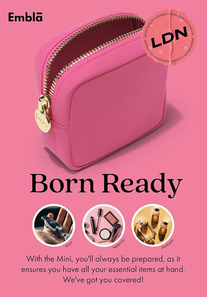 Embla Makeup Bag Travel Cosmetics Pouch and Toiletry Bag, Nylon Zipper Pouch Purse, Cute Make Up Organizer Storage Tote for Women Girls, Waterproof Travel Skincare Case, Small Makeup Bags, Raspberry