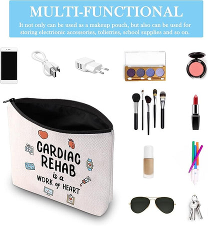 GJTIM Cardiac Rehab Gift Cardiologist Gift Cardiac Rehab Nurse Gift Cardiac Rehab Is A Work Of Heart Makeup Zipper Pouch (Cardiac Rehab Bag)