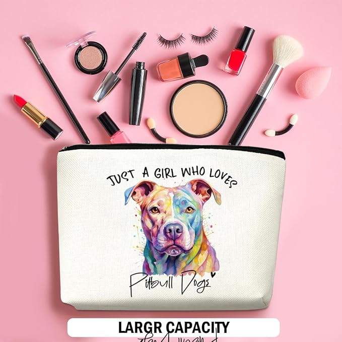 Pit Bull Gifts for Woman Makeup Bag Pitbull Lovers Cosmetic Bag Travel Organizer Bags Makeup Pouch, Christmas Birthday Friendship Animal Lovers Gifts for Women Girls Sisters
