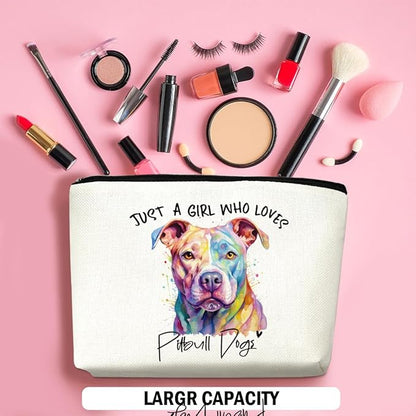 Pit Bull Gifts for Woman Makeup Bag Pitbull Lovers Cosmetic Bag Travel Organizer Bags Makeup Pouch, Christmas Birthday Friendship Animal Lovers Gifts for Women Girls Sisters