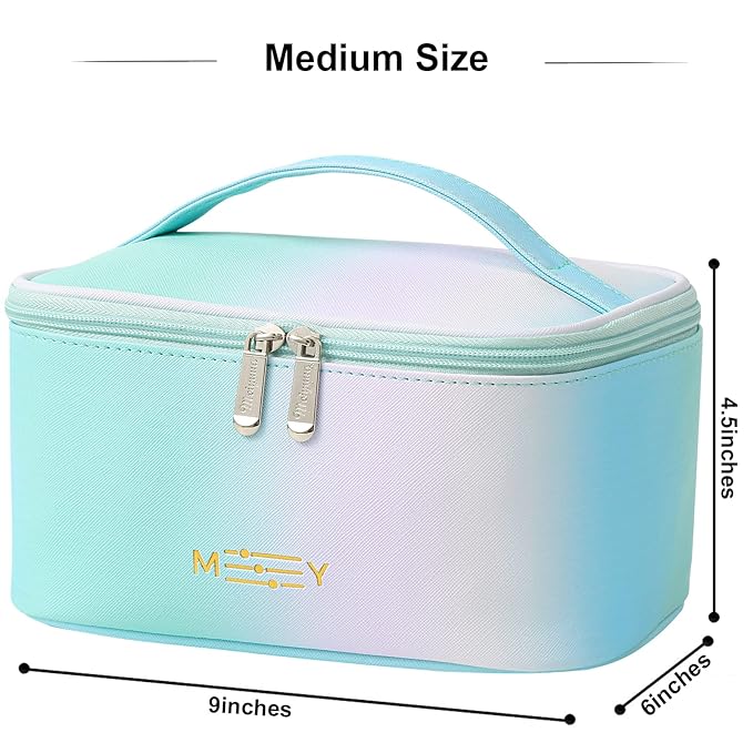 KITENROM Makeup Bag Preppy Cosmetic Bag Small for Women Toiletry Bags Pouch Organizer Rainbow Gradient Green