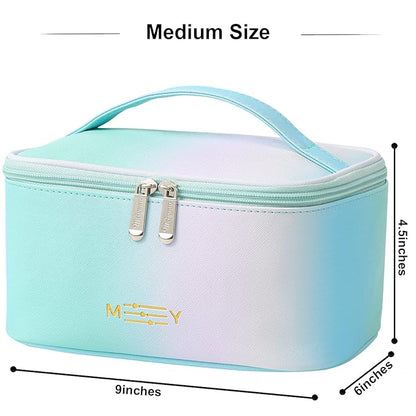 KITENROM Makeup Bag Preppy Cosmetic Bag Small for Women Toiletry Bags Pouch Organizer Rainbow Gradient Green