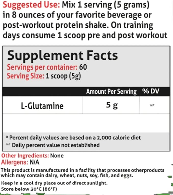 Glutamine, Unflavored, Essentials, Train Harder, Recover Faster, Increase Endurance, Veteren Owned and Operated (60 Servings, Glutamine)