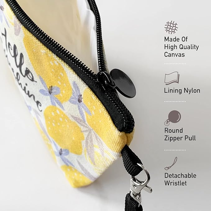 Hglian Lemon Travel Makeup Bag,Inspirational Cosmetic Toiletry Accessories Organizer,Cute Zipper Pouch for Purse,Gifts for Women Friends Girls-Yellow