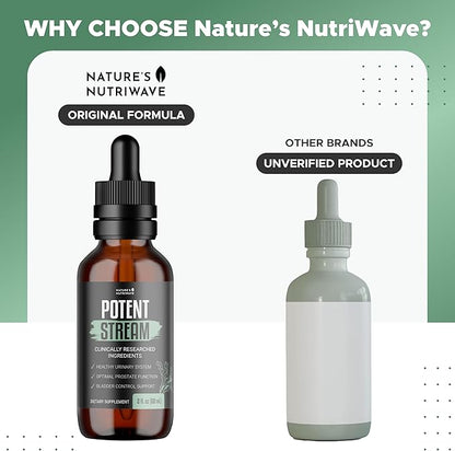 Nature's NutriWave Potent Stream Drops - Original Formula, Natural Prostate Supplements for men, bladder control supplements with Saw Palmetto - Reduce Bathroom Trips, Urinary Support - 1 Month Supply