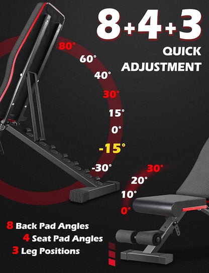 Weight Bench, Adjustable Strength Training Benches for Full