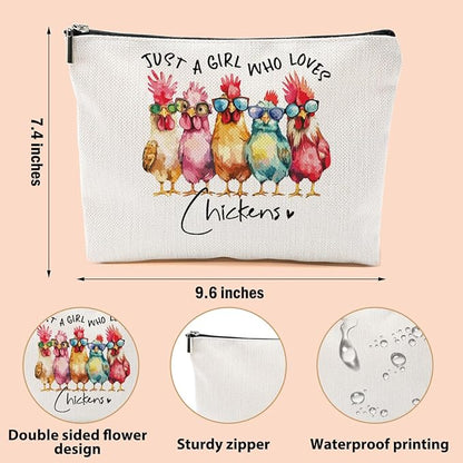 Chicken Gifts Makeup Bag, Chicken Lover Gifts for Women Girls Friends Christmas Birthday Friendship, Animal Lovers Cosmetic Bag Travel Organizer Bags Makeup Pouch