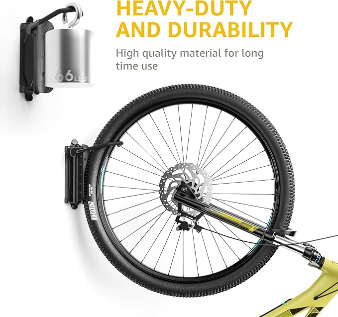 MONTEK Swivel Bike Wall Mount, Bike Hangers for Garage, Wall Mount Bike Rack, Space Saving Wall Bike Rack, Vertical Bike Rack Holds up to 66lbs,2 Pack