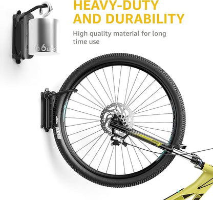 MONTEK Swivel Bike Wall Mount, Bike Hangers for Garage, Wall Mount Bike Rack, Space Saving Wall Bike Rack, Vertical Bike Rack Holds up to 66lbs,2 Pack
