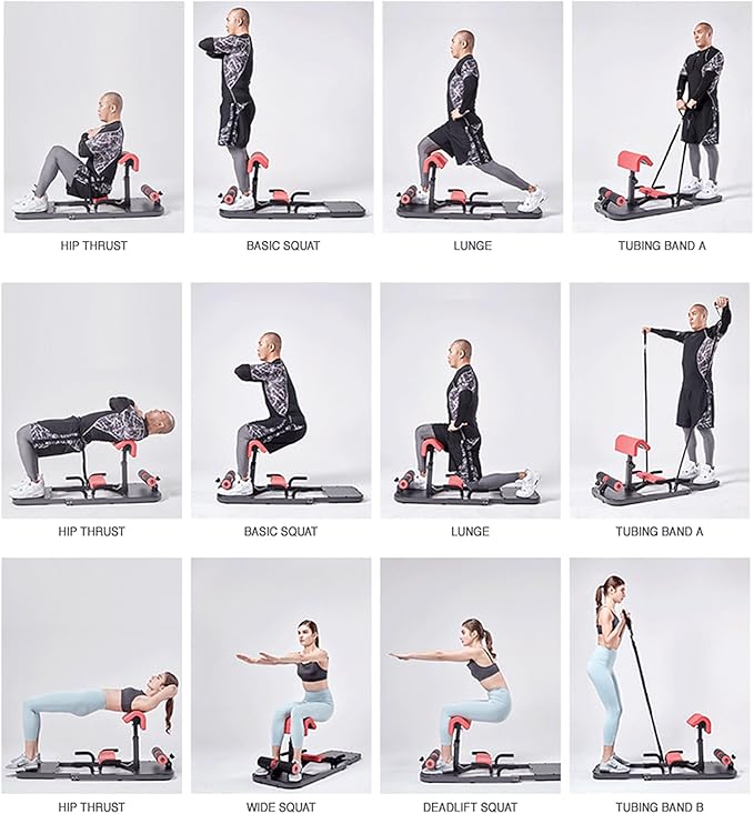 Hip Thrust & Squat Machine for Home – Multi-Function Glute Builder, Leg & Core Strengthening Equipment – Adjustable Sissy Squat, Hip Thrusts, Squat Assist Machine for Home Gym