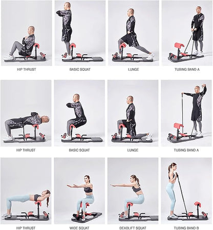 Hip Thrust & Squat Machine for Home – Multi-Function Glute Builder, Leg & Core Strengthening Equipment – Adjustable Sissy Squat, Hip Thrusts, Squat Assist Machine for Home Gym
