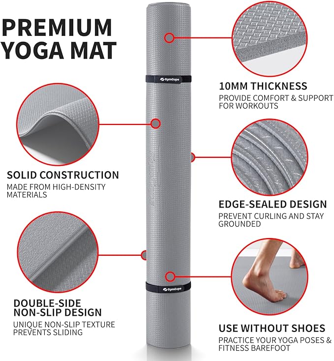 Extra Large Exercise Mat, 10'x6'/9'x6'/8'x6'/7'x5'/6'x4' (8mm/10mm) Thick Workout Mat for Home Gym Flooring, Garage, Shoe-Friendly, High-Density, MMA, HIIT, Weight Lifting, Cardio&Strength