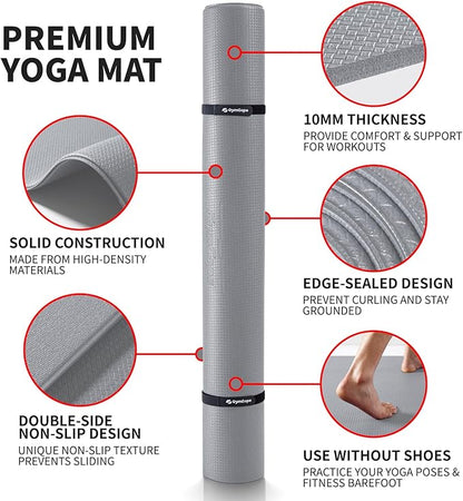 Extra Large Exercise Mat, 10'x6'/9'x6'/8'x6'/7'x5'/6'x4' (8mm/10mm) Thick Workout Mat for Home Gym Flooring, Garage, Shoe-Friendly, High-Density, MMA, HIIT, Weight Lifting, Cardio&Strength