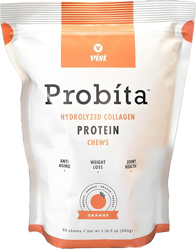 VISI Probita Hydrolyzed Collagen Protein Chews - 60 Chews - Non GMO (Orange)