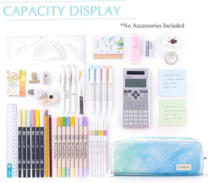 CICIMELON Large Capacity Pencil Case 3 Compartment Pouch Pen Bag for School Teen Girl Boy Men Women (Dream)