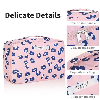 Travel Makeup Bag Cosmetic Bag Makeup Bag Toiletry bag for women and men (Pink Leopard)