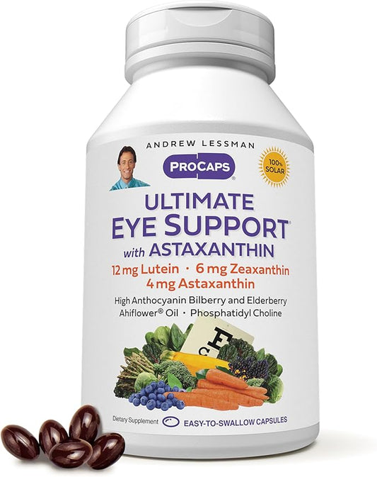 Andrew Lessman Ultimate Eye Support with Astaxanthin 60 Softgels – 12mg Lutein, 6mg Zeaxanthin, 4mg Astaxanthin, Bilberry, Key Nutrients to Support Eye Health & Promote Healthy Vision. No Additives