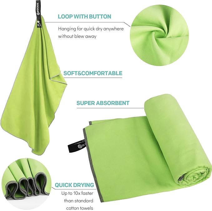 HOEAAS 2 Pack Microfiber Camping Towels