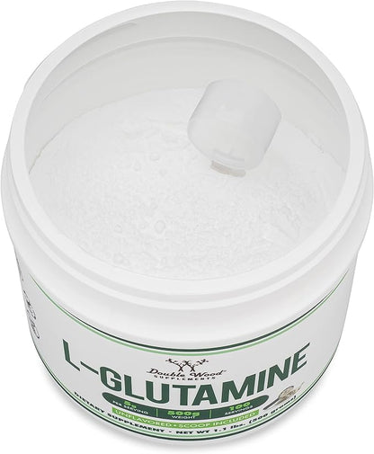 L Glutamine Powder 1.1lbs (100 Servings of 5 Grams Each - Third Party Tested L-Glutamine Powder) Unflavored, Keto, Vegan Friendly (with Scoop) for Exercise Endurance and Gut Health by Double Wood