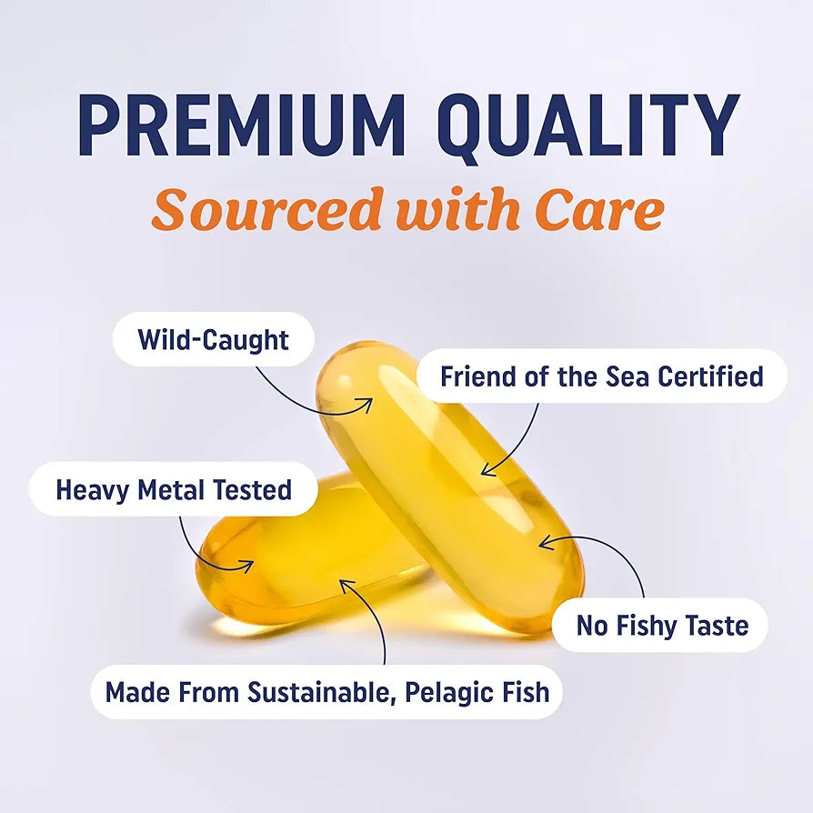 Triple Strength Omega 3 Fish Oil | 3600 mg EPA & DHA | Over 2100mg of Omega 3 Fatty Acids | 1300mg EPA + 860mg DHA | Best Essential Fatty Acids | Premium Burpless Softgel Supplements (120 Ct)
