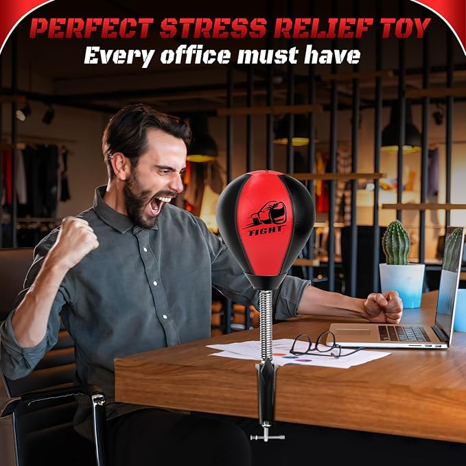 Desktop Punching Bag, Stress Relief Boxing Bag Speed Balls, Desk Punching Bag Stress Buster-Super Suctions to Your Desk, Christmas Thanksgiving White Elephant Gifts for Boss or Coworker