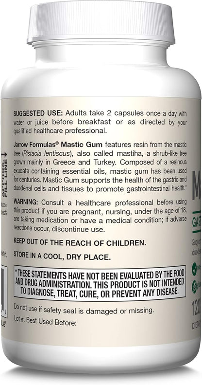 Jarrow Formulas Mastic Gum 1000 mg, Dietary Supplement for Gastrointestinal Health Support, 120 Veggie Capsules, 60 Day Supply, Pack of 12