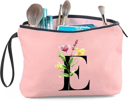 SEAMOON Women Birthday Unique Bride to be Bridal Shower Initial Gifts for Mom Sister Friend Her Teacher Aunt Makeup Cosmetic Bag with Mirror Mothers Day Christmas Graduation E