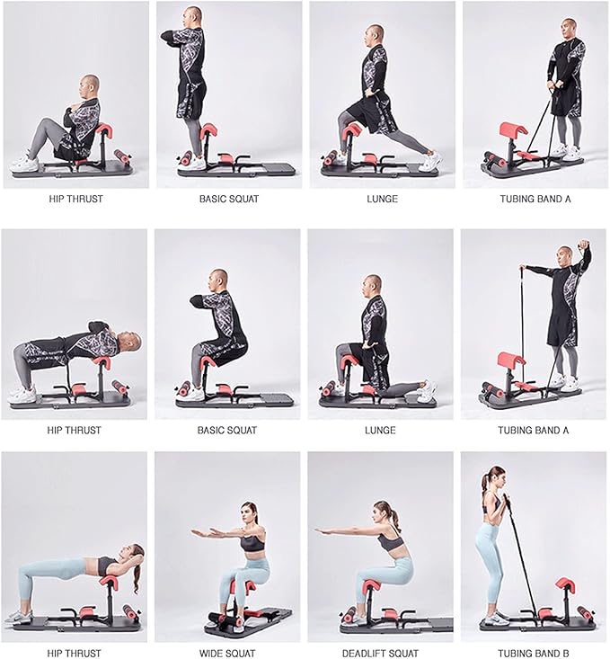 Hip Thrust & Squat Machine for Home – Multi-Function Glute Builder, Leg & Core Strengthening Equipment – Adjustable Sissy Squat, Hip Thrusts, Squat Assist Machine for Home Gym