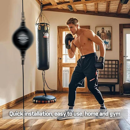 Double End Bag, (Classic Style Upgraded),Improve Reaction Speed, Boxing Equipment, Durable, Double End Punching Bags, Home Gym, Floor to Ceiling, for Boxing (Shipped from The U.S)
