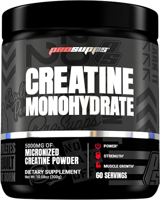 PROSUPPS Creatine Monohydrate Powder 300g, 100% Pharmaceutical Grade Micronized 5,000mg Creatine Monohydrate, 60 Servings