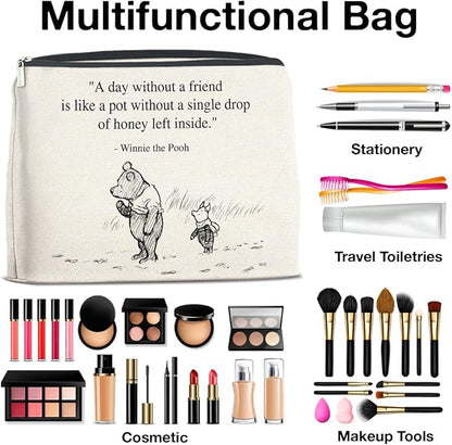 YeleY Winnie the Pooh Classic Cosmetic Bag - Friendship Gift for Best Friends, Girls & Women
