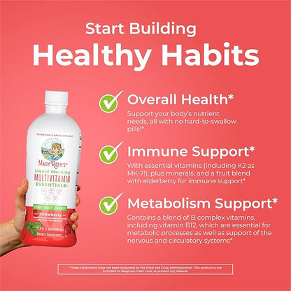 MaryRuth Organics Multivitamin for Women Men & Kids | Sugar Free | Vegan | Vitamin A, C, D, E, B12, Zinc | Daily Vitamins for Kids, Men, Women| Energy & Beauty Booster Multimineral | 32 Fl Oz