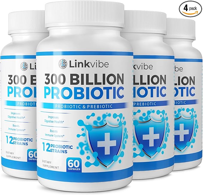 Probiotic 300 Billion CFU - 12 Strains Probiotics with Organic Prebiotics for Digestive & Gut, Immune, Bloating Health - Probiotics for Women and Men - Daily Probiotics Supplement -240 Counts