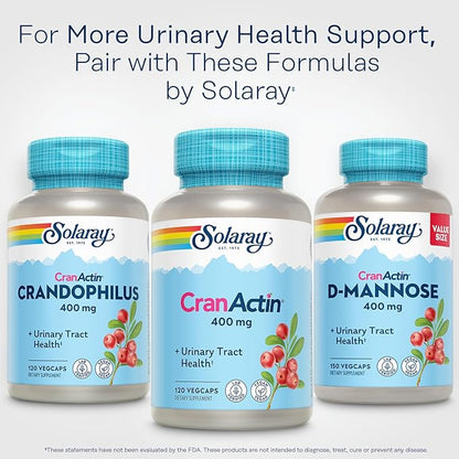 SOLARAY CranActin Cranberry Extract 400 mg - Cranberry Supplements for Women and Men - Bladder and Urinary Tract Health Support with Vitamin C - Vegan, 60-Day Guarantee, 120 Servings, 120 VegCaps