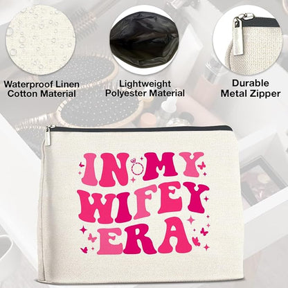 Wifey Makeup Bag Engagement Gifts for Women, Bridal Shower Wedding Bachelorette Party Gifts for Wife Bride, In My Wifey Era Cosmetic Bag Gift