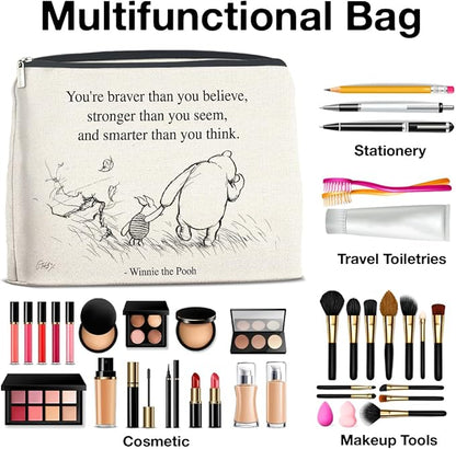 YeleY Inspirational Pooh Bear Gifts for Women Girls, Gifts for Women Girls Friends Sisters Daughter, Classic Pooh Bear Makeup Bag Friendship Cosmetic Makeup Bag