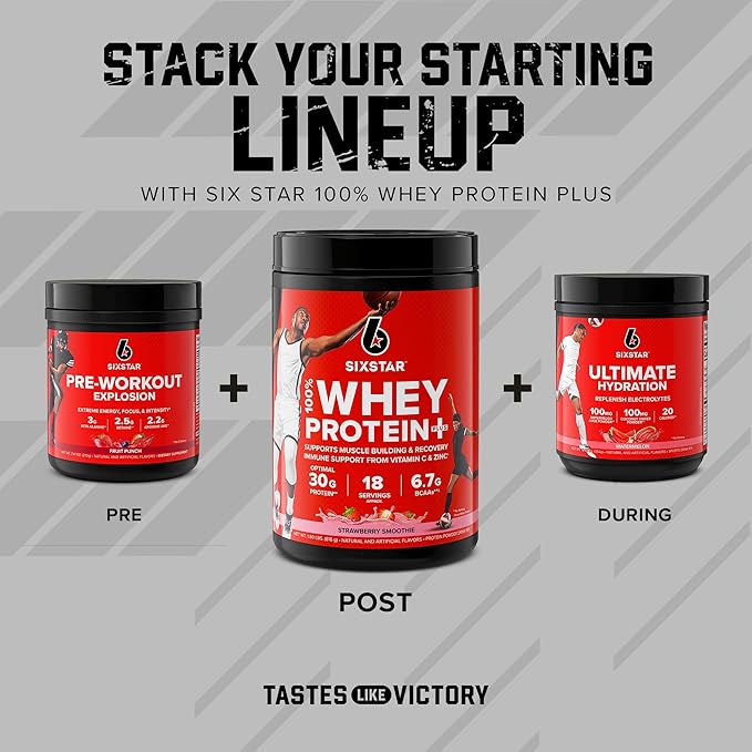 Six Star Elite Series 100% Whey Protein Plus Strawberry Smoothie 1.8lbs US