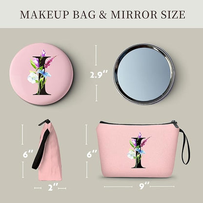 SEAMOON Birthday Inspirational Bridesmaid Proposal Team Small Gifts for Women Mom Aunt Teacher Sister Coworkers Makeup Cosmetic Bag Travel with Mirror Mothers Day Christmas Graduation I