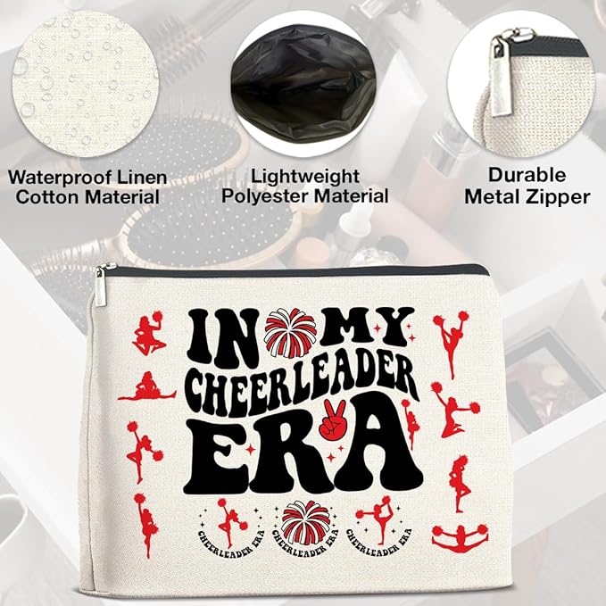 Cheerleader Gifts Makeup Bag Cheerleading Team Gifts for Women Cheerleader in My Cheerleader Era Zipper Makeup Pouch