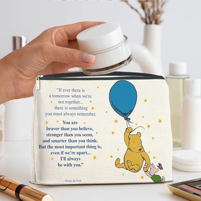 YeleY Inspirational for Women, Friendship Gifts, Winnie the Pooh Pooh Bear Makeup Bag for Teens Women Friends