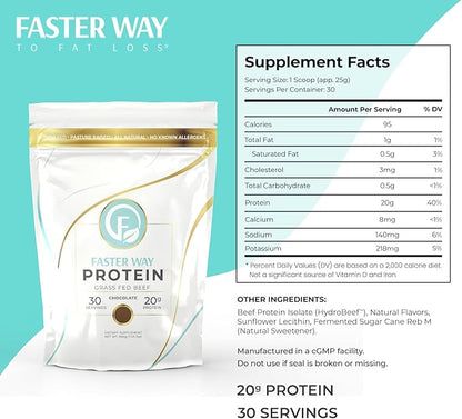 | Grass Fed Protein Powder Chocolate Flavor, Dairy-Free Alternative to Whey Protein Powder, Pure Hydrolyzed Beef Protein Isolate with All 9 Essential Amino Acids. Non-GMO - 660g