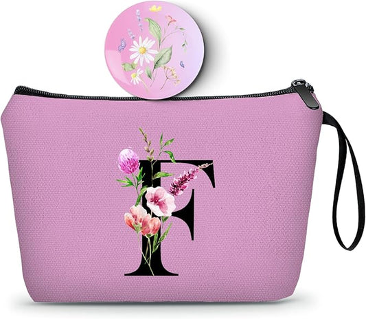 SEAMOON Birthday Thank You Appreciation Monogrammed Gifts for Mom Aunt Teacher Sister Friend Coworkers Bride Bridesmaid Makeup Cosmetic Bag with Mirror Mothers Day Christmas Graduation F