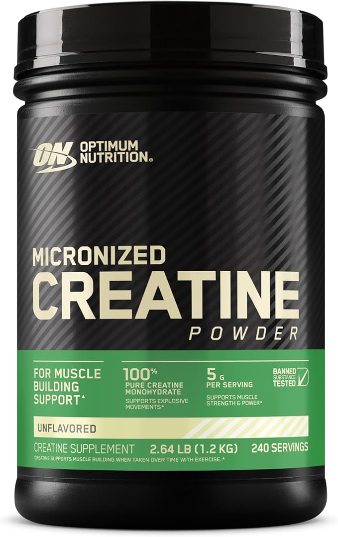 Optimum Nutrition Micronized Creatine Monohydrate Powder, Unflavored, 240 Servings, 1200 Grams