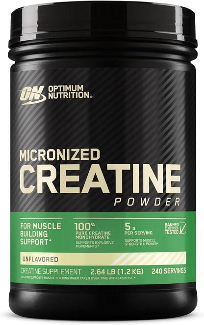 Optimum Nutrition Micronized Creatine Monohydrate Powder, Unflavored, 240 Servings, 1200 Grams
