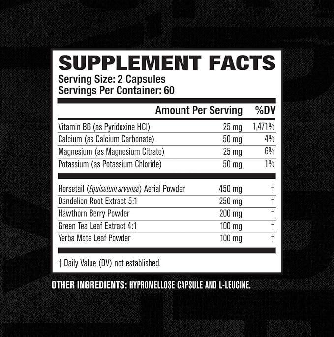 Jacked Factory Dry-XT Diuretic Water Pills - Natural Supplement | Reduces Water Retention & Bloating | Dandelion Root Extract, Potassium, 7 More Powerful Ingredients - 120 Veggie Capsules