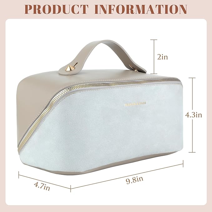 KEYPOWER Large Capacity Glitter Sequin Cosmetic Bag Travel Makeup Bag Sparkly and Shiny Portable Toiletry Bag with Handle for Women (No bling grey)