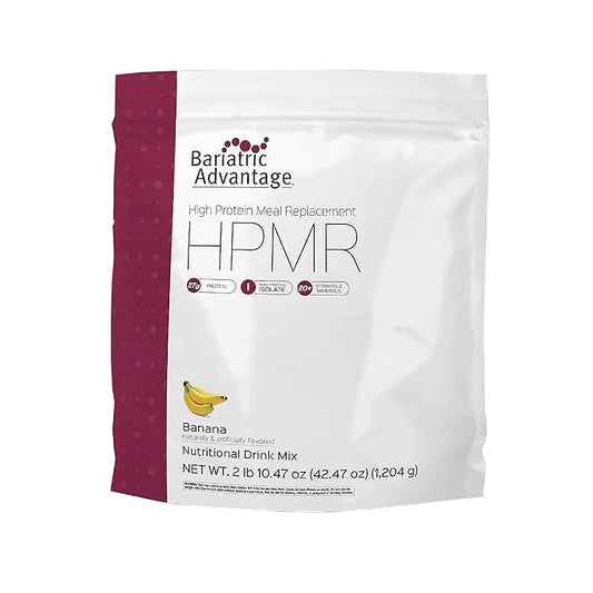 Bariatric Advantage High Protein Meal Replacement Drink Mix, Protein Powder Whey Isolate for Gastric Bypass and Sleeve Gastrectomy Patients, 27g Protein, Lactose Free - Banana - 28 Servings