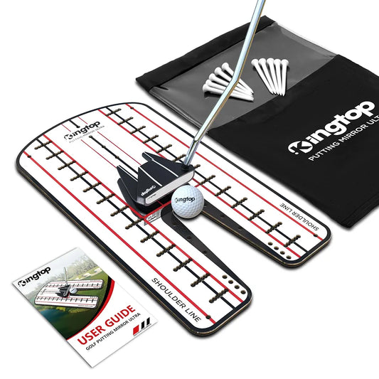 KINGTOP Golf Putting Mirror - Alignment Putting Training Aids for Consistency & Accuracy - Ideal for Indoor | Outdoor Practice, with Carry Bag and Golf Tees